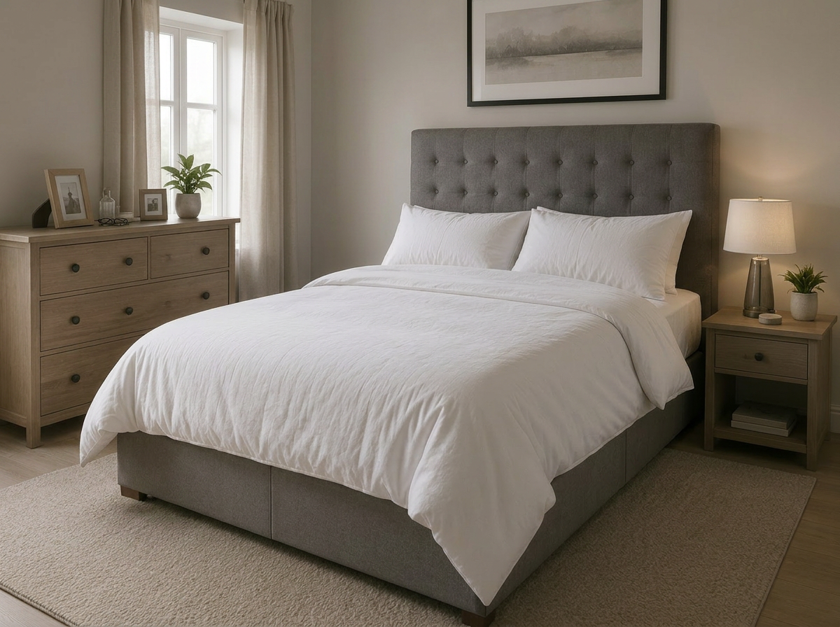 Bedroom diagram showing common bed bug hiding spots