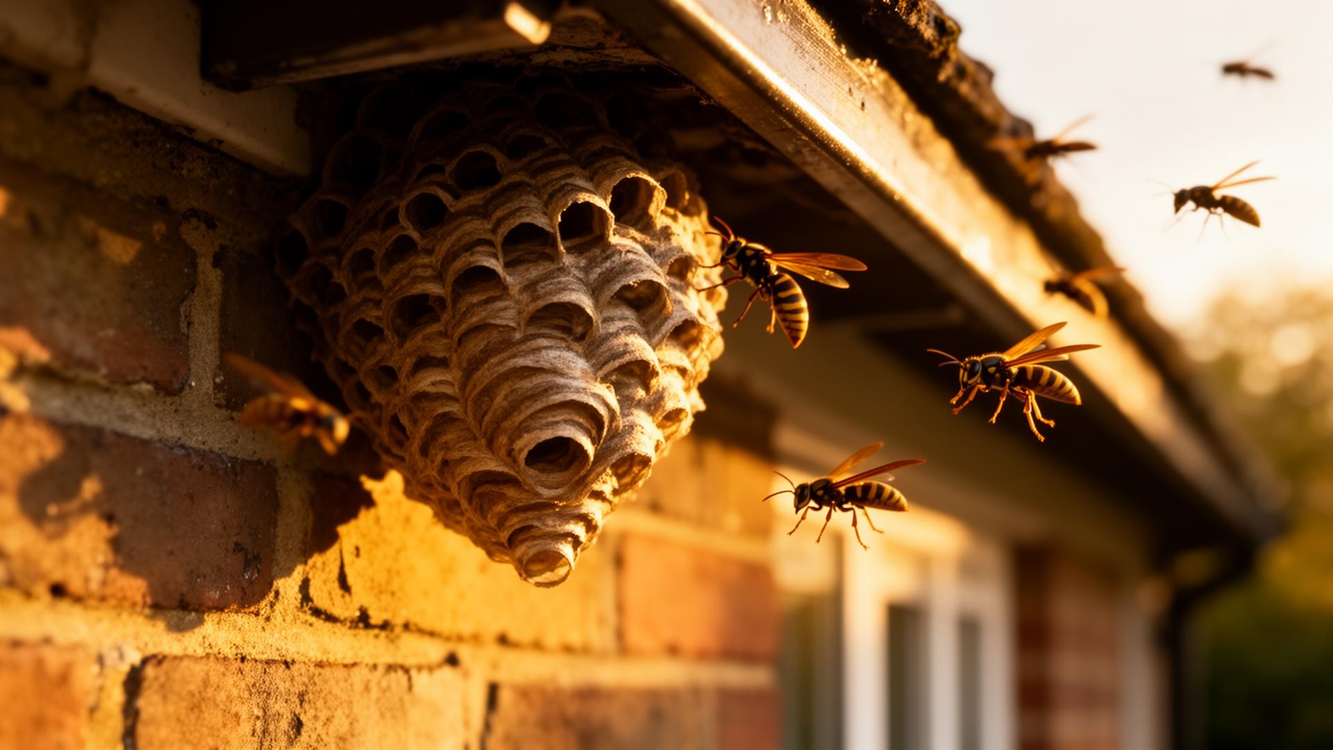 Wasp nest built inside a loft space